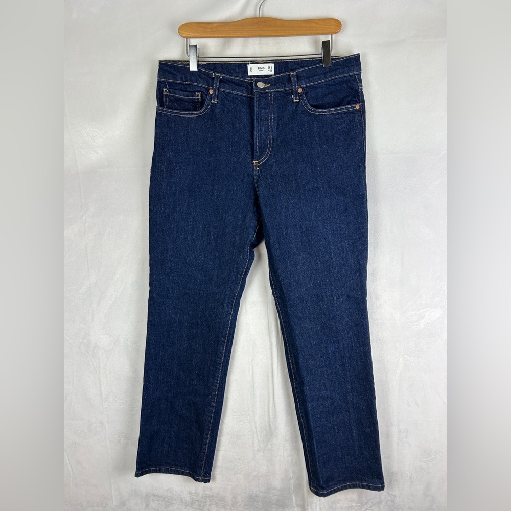 MANGO Jeans High Rise Straight Leg Dark Indigo Wash Women's 10 Classic